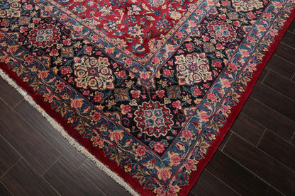 13'x18'8'' Palace Burgundy, Navy Hand Knotted Persian 100% Wool Traditional Mashad 200 KPSI Oriental Area Rug
