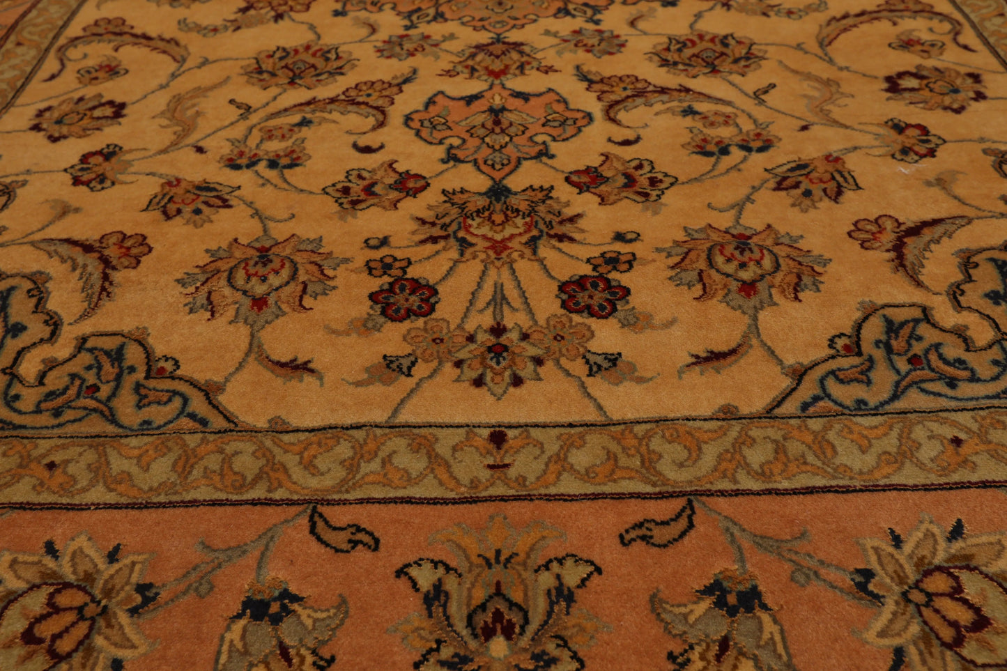 3' 1''x5' 2'' Hand Knotted 100% Wool Traditional Isfahan with 400 KPSI Oriental Area Rug Gold, Peach Color