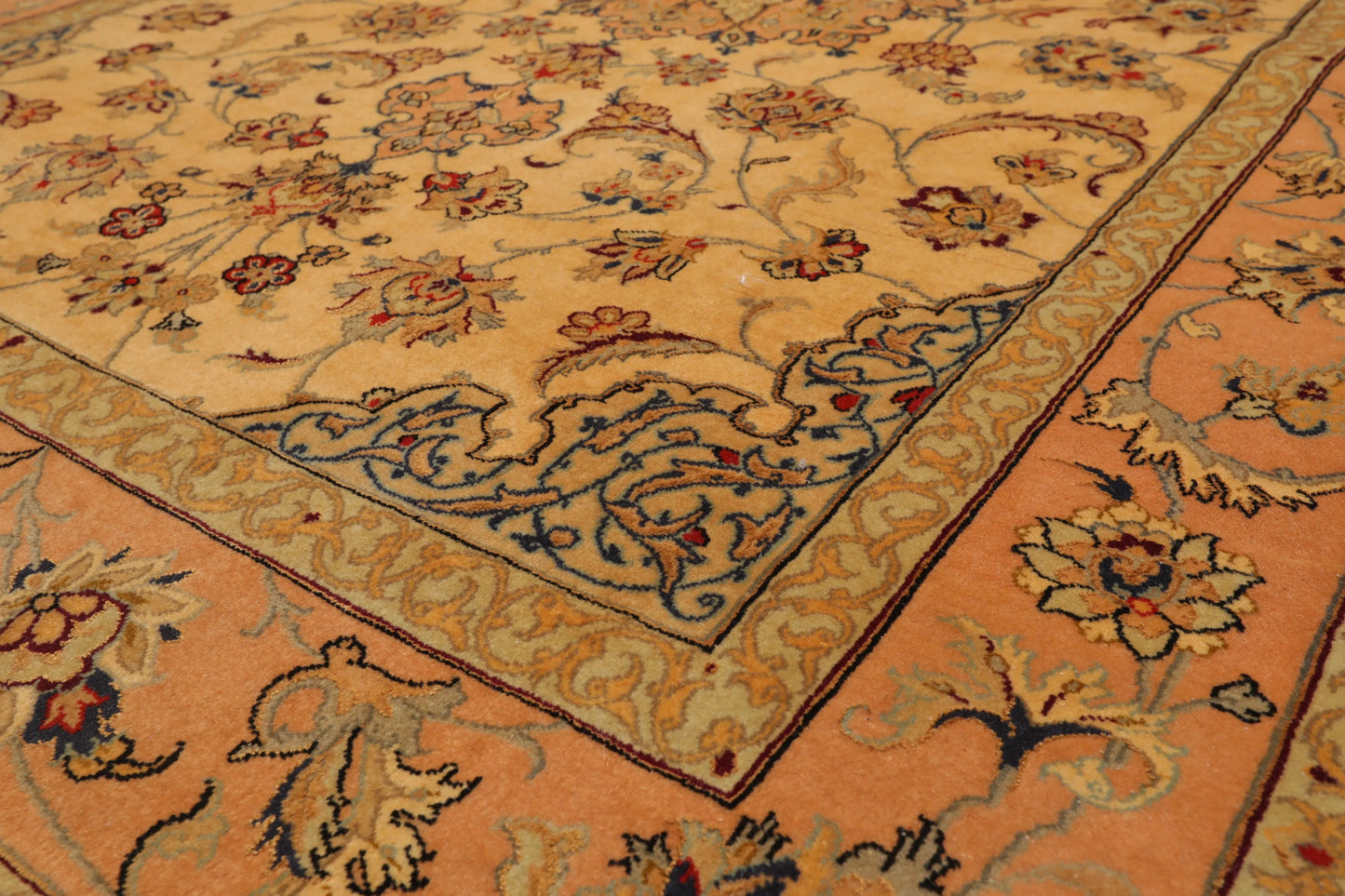 3' 1''x5' 2'' Hand Knotted 100% Wool Traditional Isfahan with 400 KPSI Oriental Area Rug Gold, Peach Color