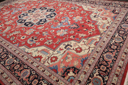 12' x 18'1" Palace Hand Knotted Wool Rare Romanian Herizz Area Rug Terracotta