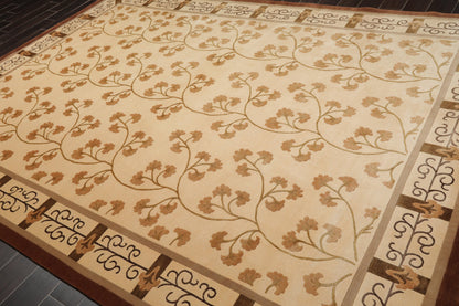 8' x 11'3" Hand Knotted Wool & Silk Euro Style 200 KPSI Tibetan Area Rug Beige