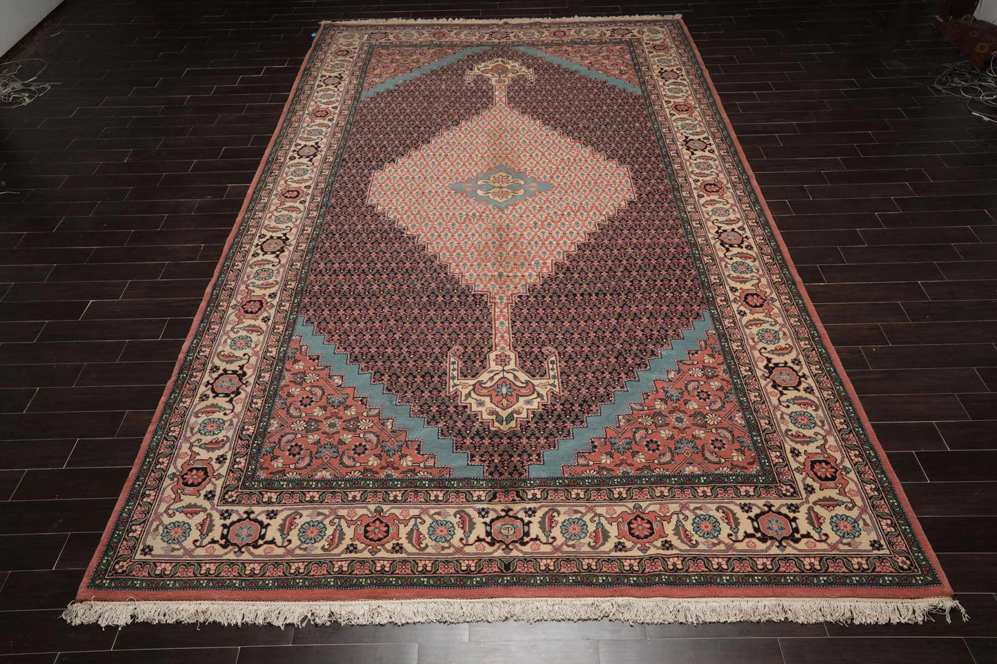 10' x 16'5'' Rare Romanian Hand Knotted 100% Wool Tabrizz Mahi Area Rug Ivory