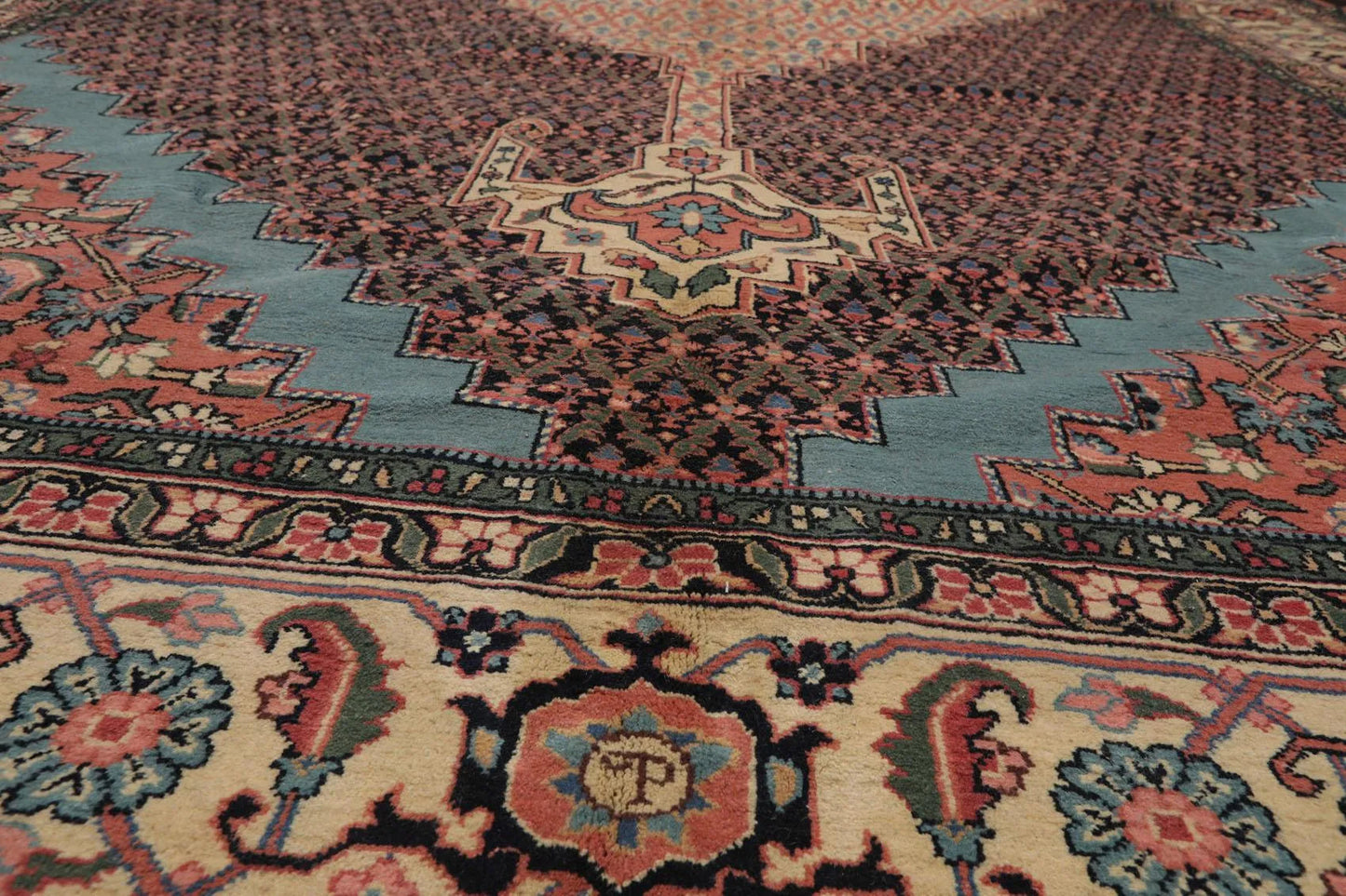 10' x 16'5'' Rare Romanian Hand Knotted 100% Wool Tabrizz Mahi Area Rug Ivory