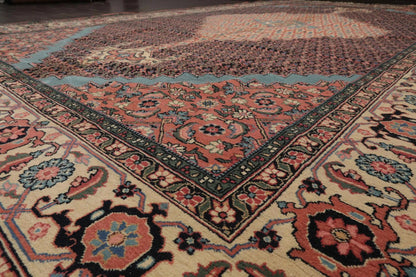 10' x 16'5'' Rare Romanian Hand Knotted 100% Wool Tabrizz Mahi Area Rug Ivory