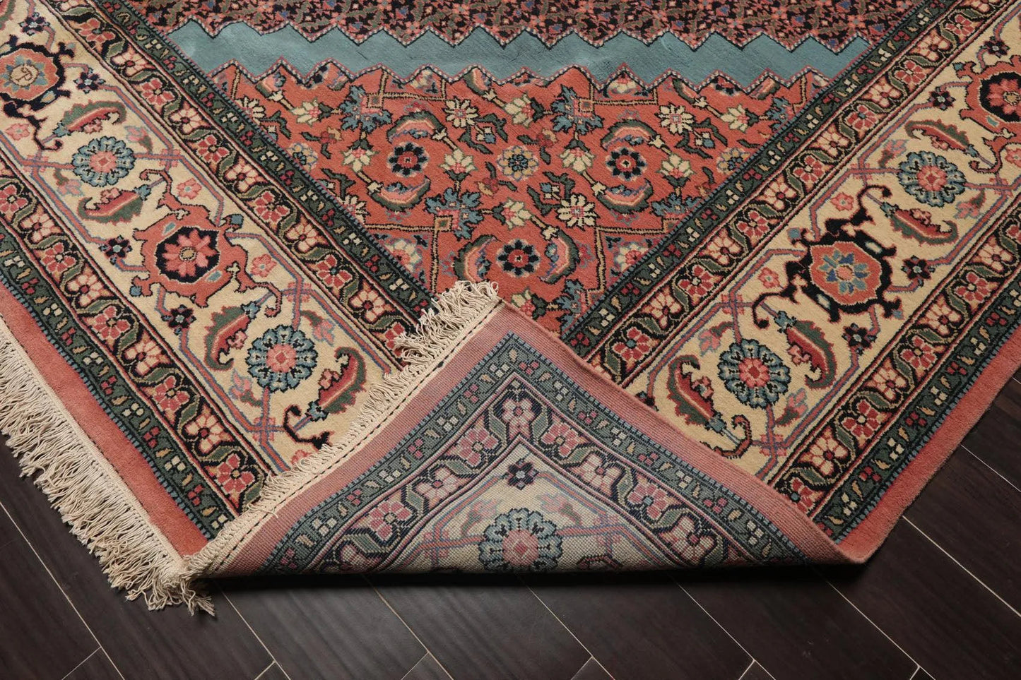 10' x 16'5'' Rare Romanian Hand Knotted 100% Wool Tabrizz Mahi Area Rug Ivory