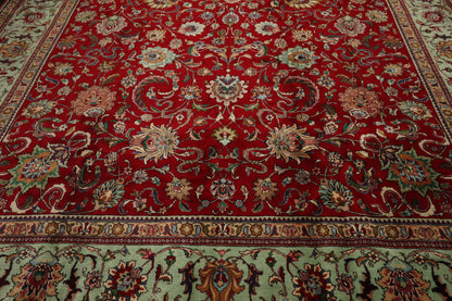 11' x15'Hand Knotted 100% Wool Tabriz Traditional Oriental Area Rug Red, Mint Color
