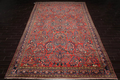 10'4''x16'3'' Burnt Orange, Navy Palace Hand Knotted 100% Wool Vintage Palace Lilihan Traditional Oriental Area Rug