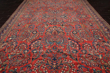 10'4''x16'3'' Burnt Orange, Navy Palace Hand Knotted 100% Wool Vintage Palace Lilihan Traditional Oriental Area Rug