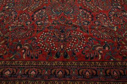 10'4''x16'3'' Burnt Orange, Navy Palace Hand Knotted 100% Wool Vintage Palace Lilihan Traditional Oriental Area Rug