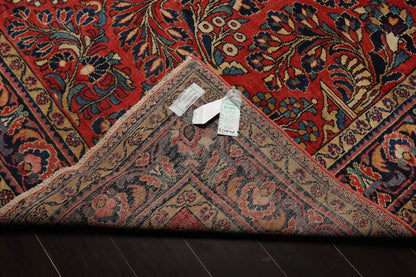 10'4''x16'3'' Burnt Orange, Navy Palace Hand Knotted 100% Wool Vintage Palace Lilihan Traditional Oriental Area Rug