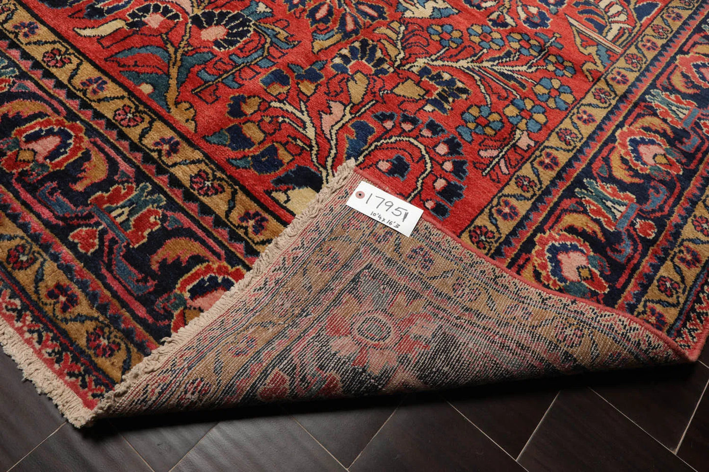 10'4''x16'3'' Burnt Orange, Navy Palace Hand Knotted 100% Wool Vintage Palace Lilihan Traditional Oriental Area Rug