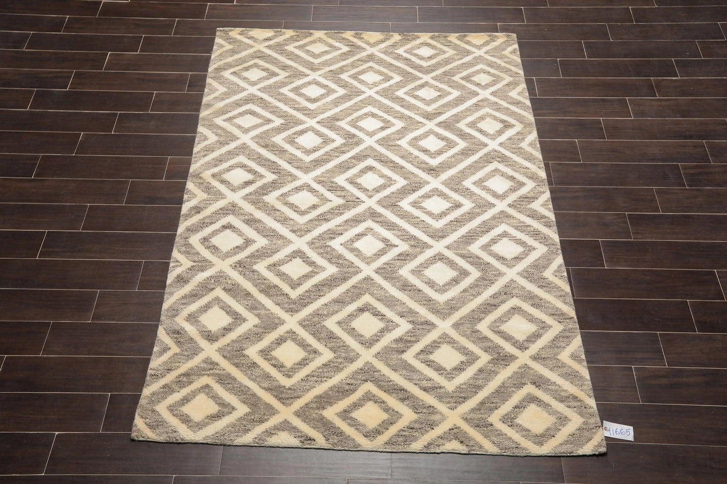 5 x 8 Hand Knotted Designer Moroccan 100% Wool Oriental Area Rug Ivory