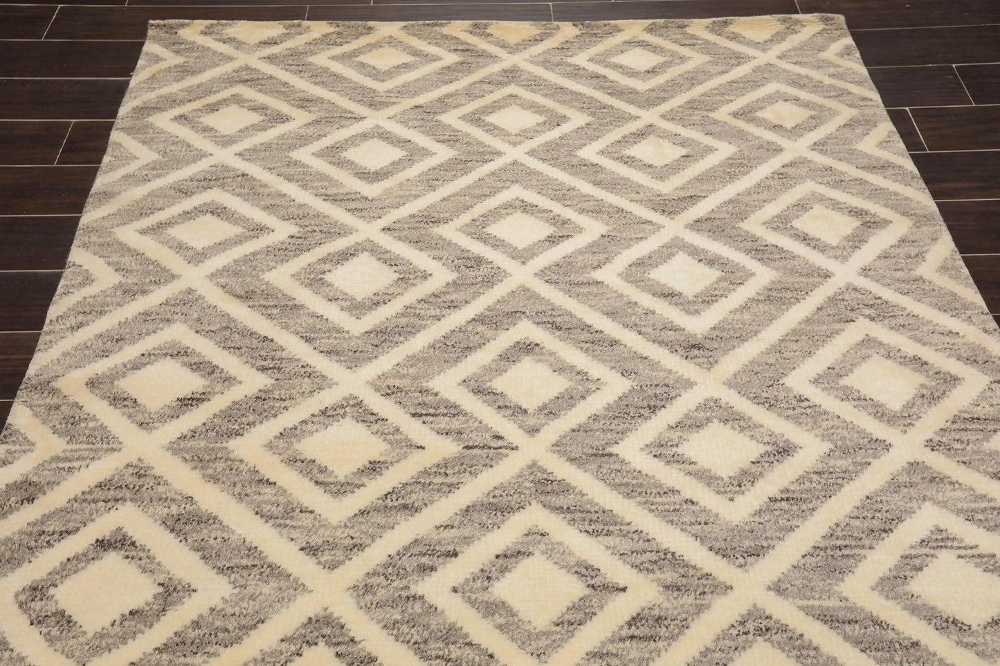 5 x 8 Hand Knotted Designer Moroccan 100% Wool Oriental Area Rug Ivory