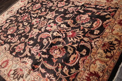 7'10''x9'11'' Hand Knotted 100% Wool Peshawar Traditional Oriental Area Rug Charcoal, Beige Color