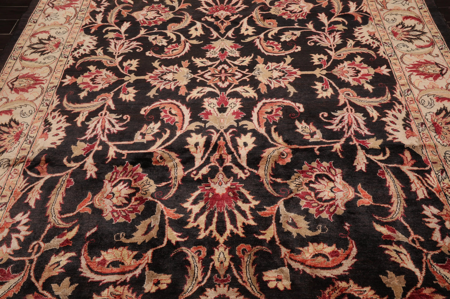 7'10''x9'11'' Hand Knotted 100% Wool Peshawar Traditional Oriental Area Rug Charcoal, Beige Color