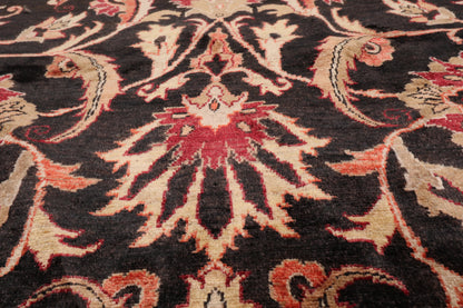 7'10''x9'11'' Hand Knotted 100% Wool Peshawar Traditional Oriental Area Rug Charcoal, Beige Color