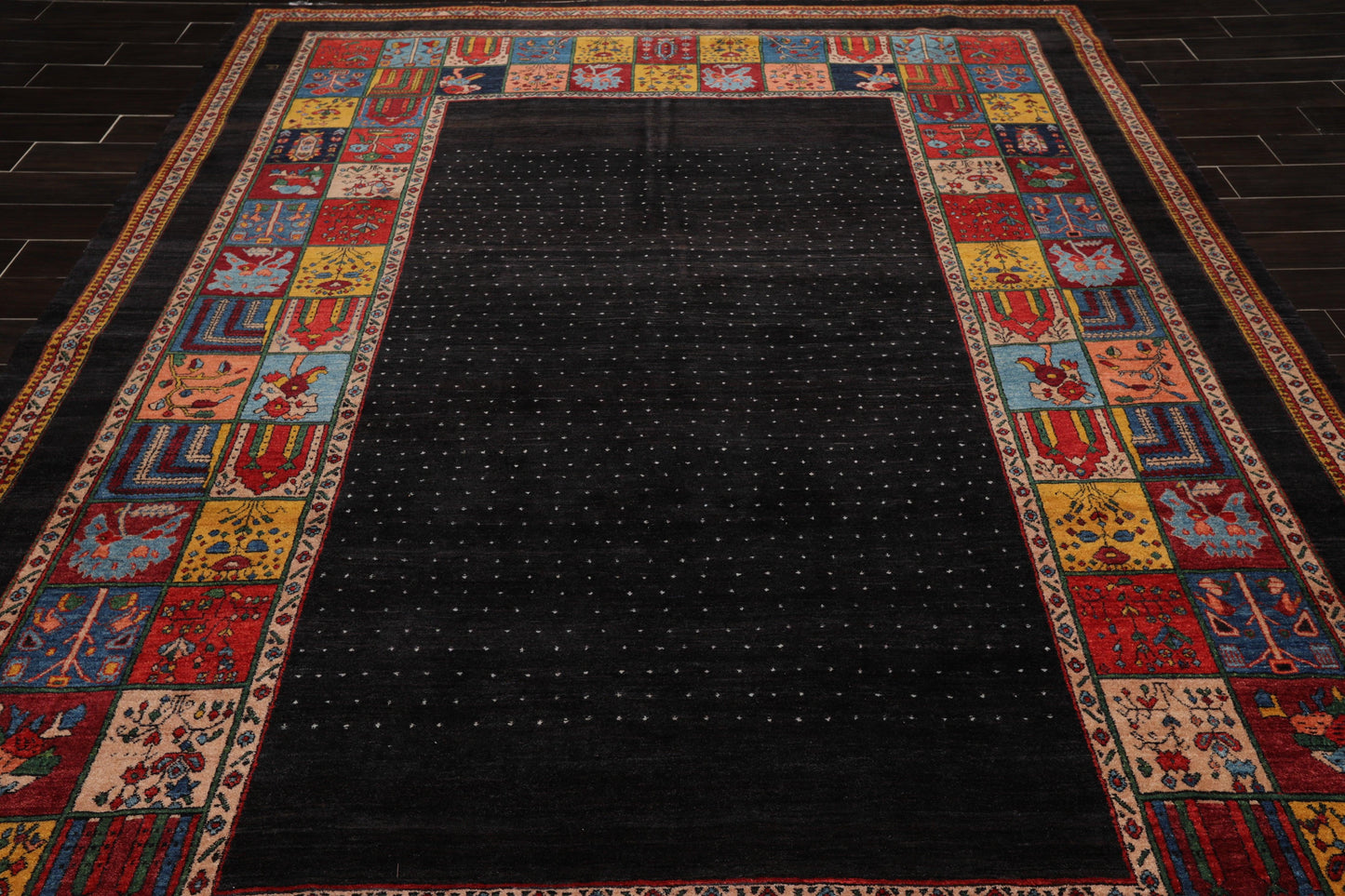 8'1"x 11'8" Hand Knotted Wool Gabehh Kashkuli 200 KPSI Oriental Area Rug Charcoal
