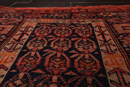 4' x 6'4" Antique Hand Knotted Flat Wool pile Melayaar Traditional Area Rug Navy
