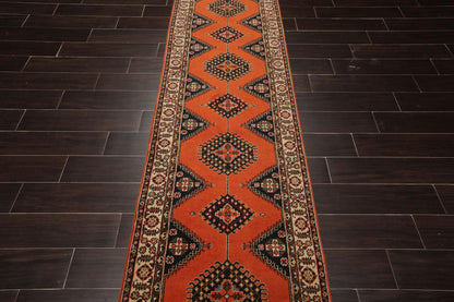 2'6" x 20'8" Hand Knotted Wool Rare Romanian Shirazz Area Rug Orange Runner