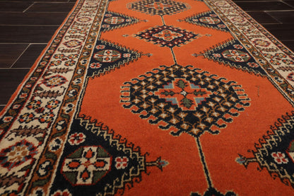 2'6" x 20'8" Hand Knotted Wool Rare Romanian Shirazz Area Rug Orange Runner