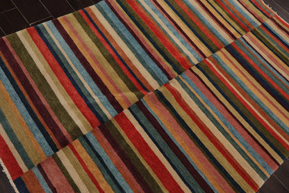 4' 2''x6' 2'' Hand Knotted Tibetan 100% Wool Modern & Contemporary Oriental Area Rug Blue, Beige Color
