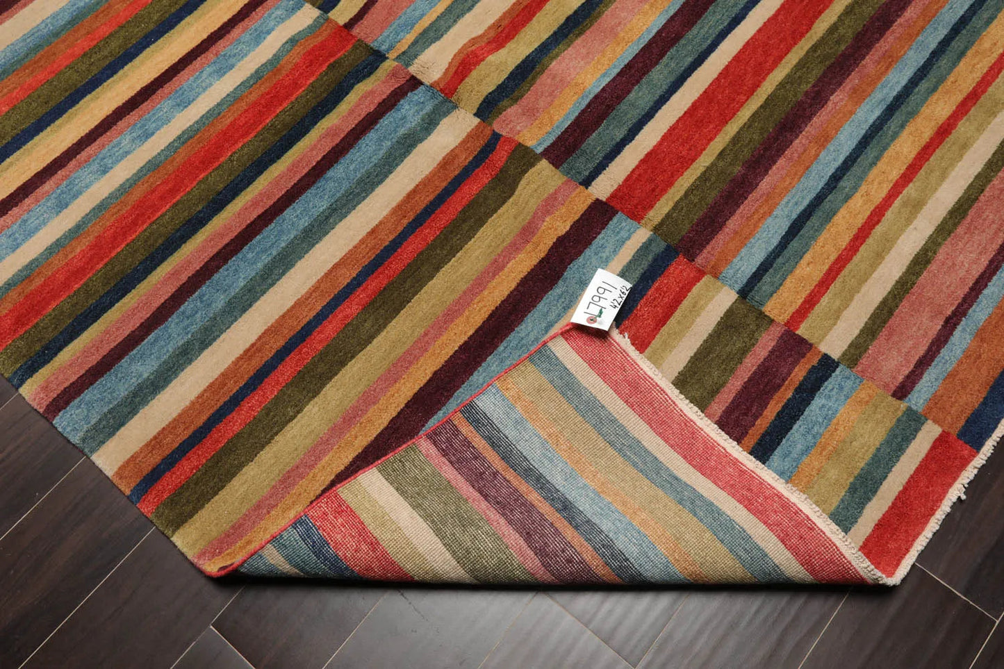 4' 2''x6' 2'' Hand Knotted Tibetan 100% Wool Modern & Contemporary Oriental Area Rug Blue, Beige Color