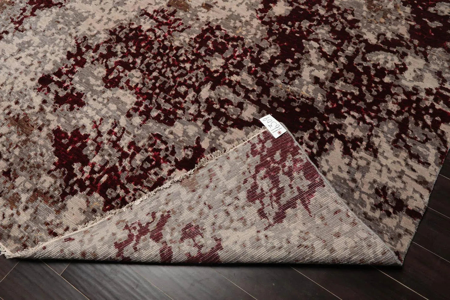 10' x 14' Hand Knotted Wool & Silk Modern Tibetan Oriental Area Rug Gray, Wine