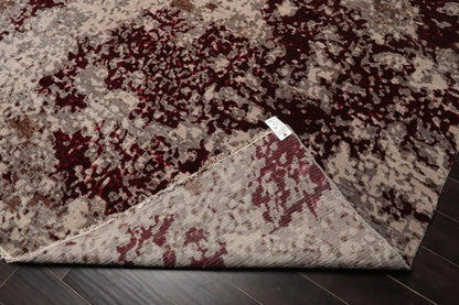 10' x 14' Hand Knotted Wool & Silk Modern Tibetan Oriental Area Rug Gray, Wine