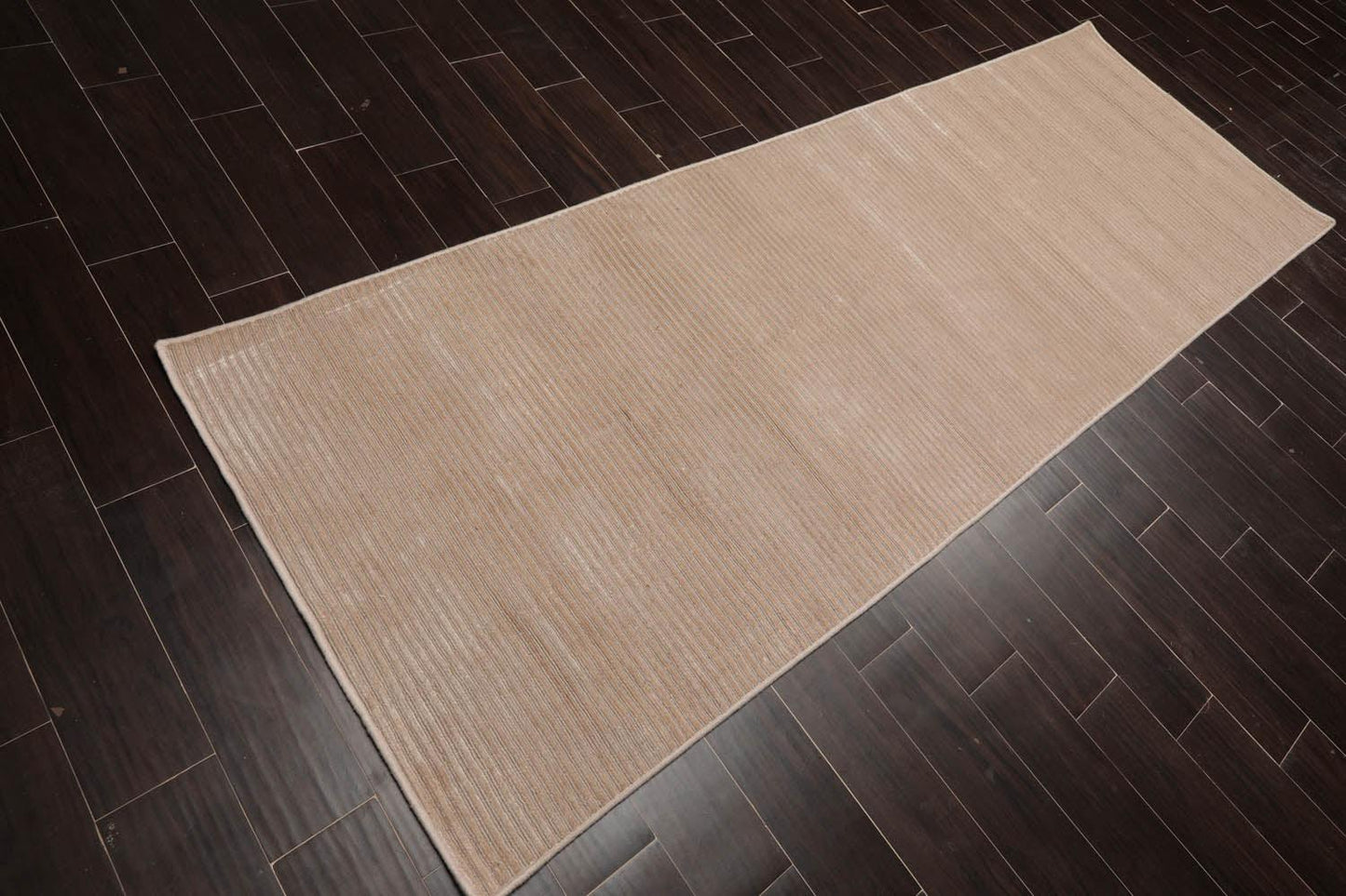 3'6" x 9'11” Runner Hand Knotted Wool & Viscose Tibetan Area Rug Beige