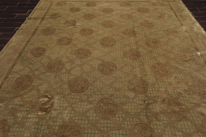 9' x 12' Hand Knotted Designer Wool & Silk Tibetan Oriental Area Rug Moss