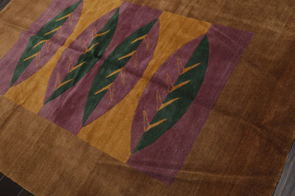 5' 2''x7'Hand Knotted Tibetan 100% Wool Michaelian & Kohlberg Traditional Oriental Area Rug Lavander, Gold Color