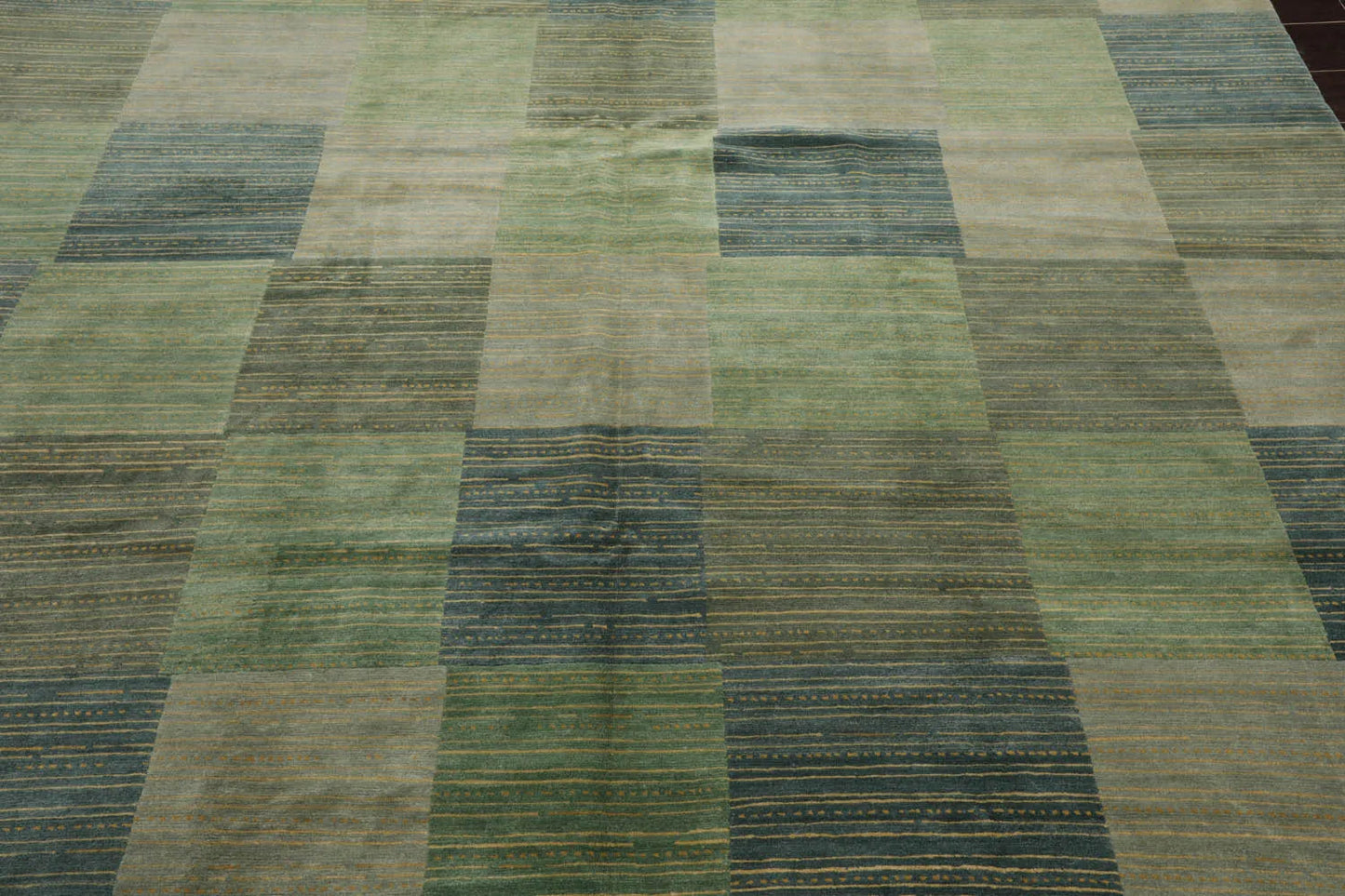 8' 2''x9' 10'' Hand Knotted Tibetan 100% Wool Michaelian & Kohlberg Modern & Contemporary Oriental Area Rug Aqua, Gray Color