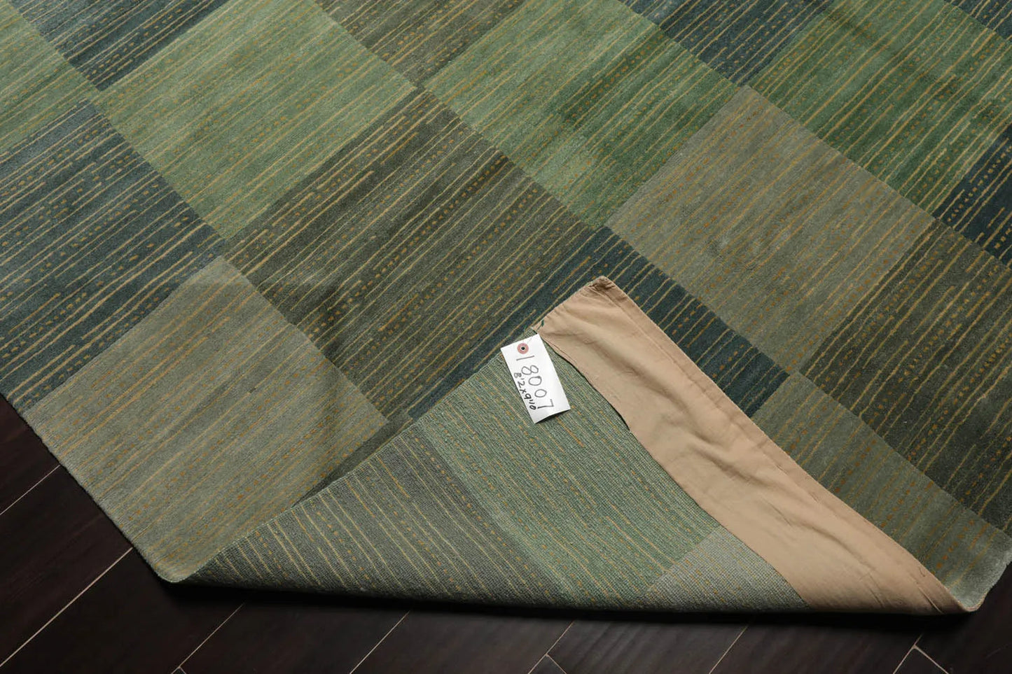 8' 2''x9' 10'' Hand Knotted Tibetan 100% Wool Michaelian & Kohlberg Modern & Contemporary Oriental Area Rug Aqua, Gray Color