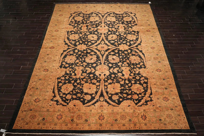 11'8''x16'10'' Charcoal, Gold Palace Hand Knotted 100% Wool Chobi Peshawar Traditional Oriental Area Rug