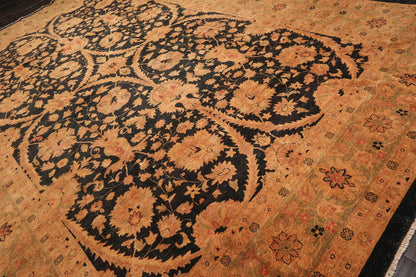 11'8''x16'10'' Charcoal, Gold Palace Hand Knotted 100% Wool Chobi Peshawar Traditional Oriental Area Rug