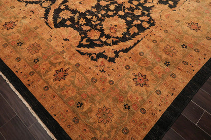 11'8''x16'10'' Charcoal, Gold Palace Hand Knotted 100% Wool Chobi Peshawar Traditional Oriental Area Rug