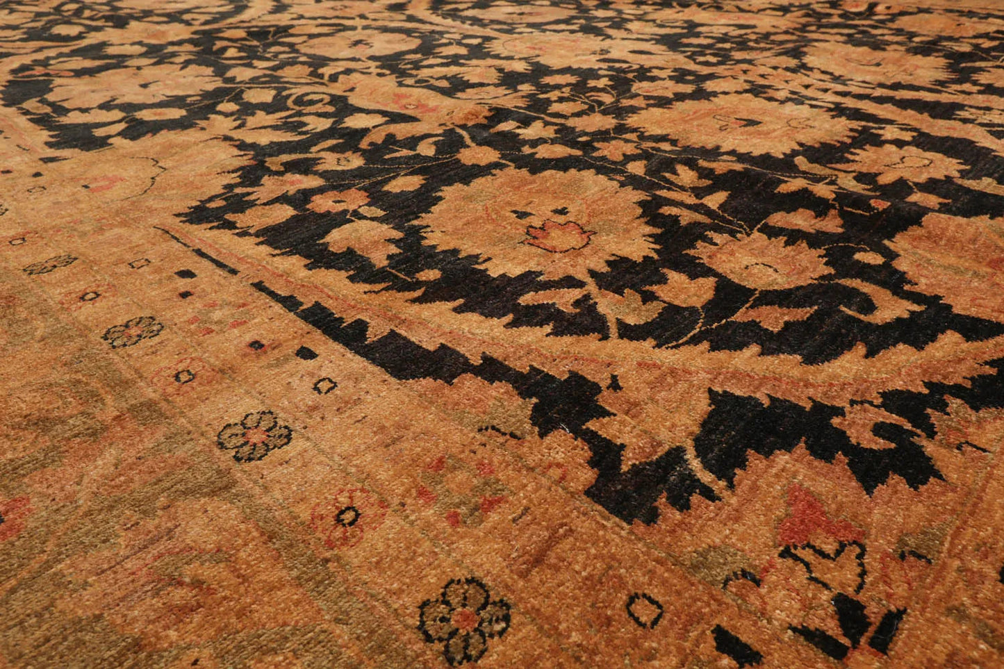 11'8''x16'10'' Charcoal, Gold Palace Hand Knotted 100% Wool Chobi Peshawar Traditional Oriental Area Rug