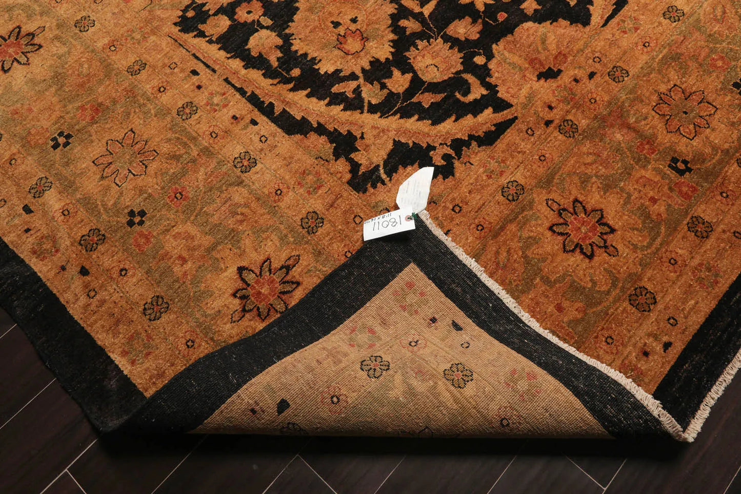 11'8''x16'10'' Charcoal, Gold Palace Hand Knotted 100% Wool Chobi Peshawar Traditional Oriental Area Rug