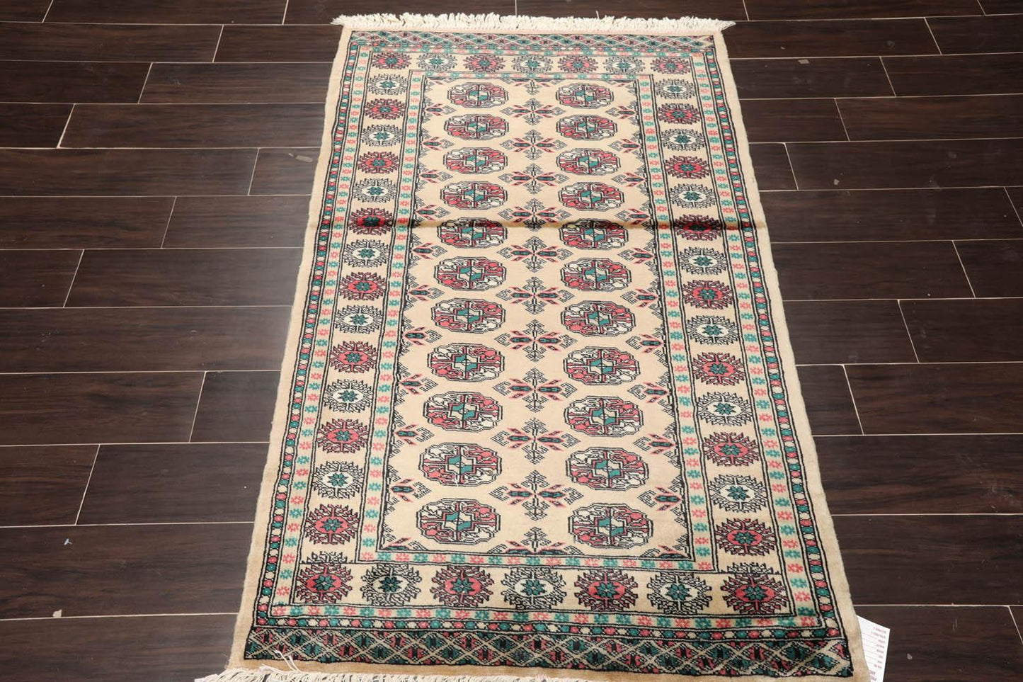 3'2" x 4'11” Hand Knotted Wool Bokhara with Silky Sheen Oriental Area Rug Beige