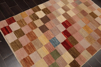 3'11''x5'10'' Beige, Gold Hand Knotted 100% Wool Peshawar Modern & Contemporary Oriental Area Rug