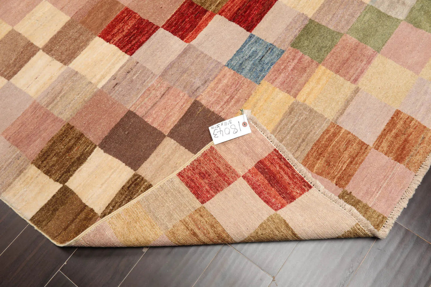 3'11''x5'10'' Beige, Gold Hand Knotted 100% Wool Peshawar Modern & Contemporary Oriental Area Rug