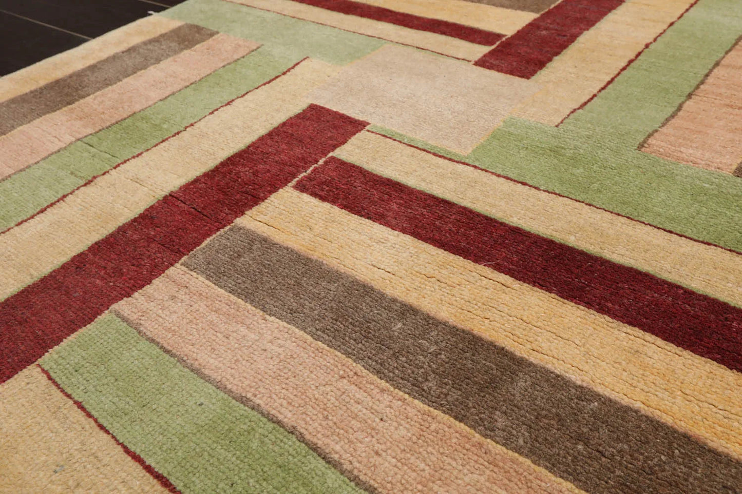 3'4''x4'4'' Beige, Rust Hand Knotted 100% Wool Peshawar Modern & Contemporary Oriental Area Rug