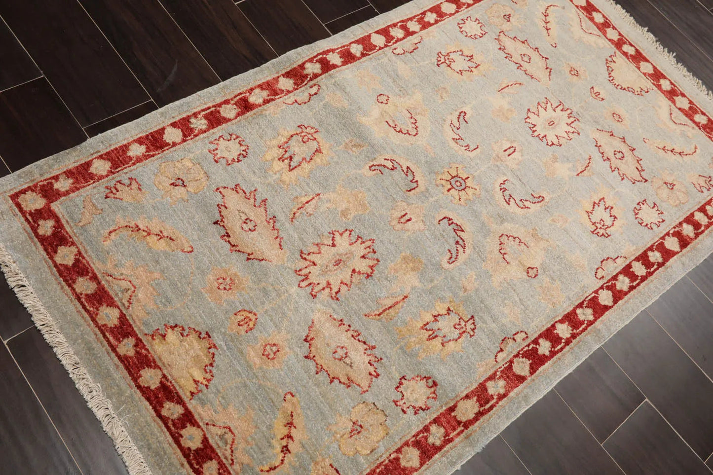 2'10''x4'10'' Blue, Rust Hand Knotted 100% Wool Chobi Peshawar Traditional Oriental Area Rug