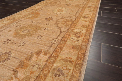2'8''x10'8'' Tan, Caramel Hand Knotted 100% Wool Peshawar Traditional Oriental Area Rug Runner