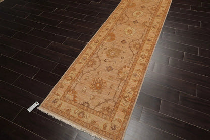 2'8''x10'8'' Tan, Caramel Hand Knotted 100% Wool Peshawar Traditional Oriental Area Rug Runner