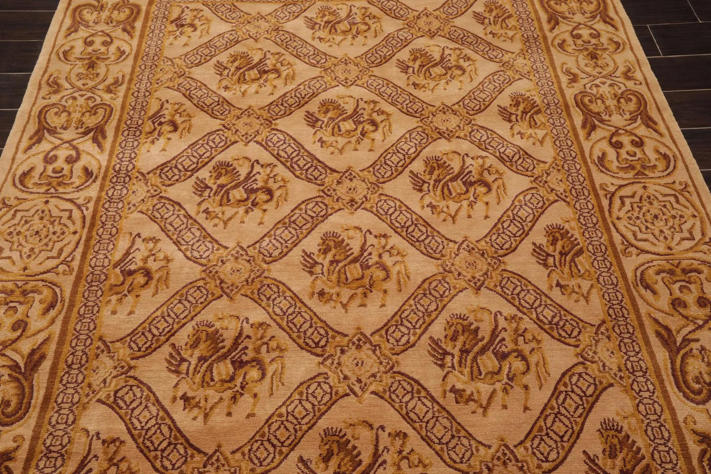 5'10'' x 8'6'' Hand Knotted Wool Tibetan Traditional Oriental Area Rug Caramel