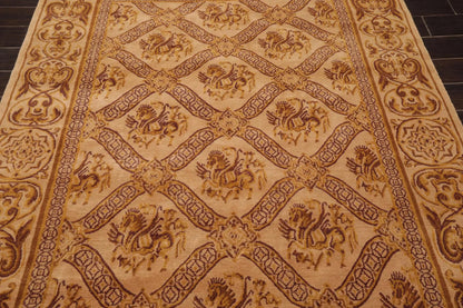 5'10'' x 8'6'' Hand Knotted Wool Tibetan Traditional Oriental Area Rug Caramel