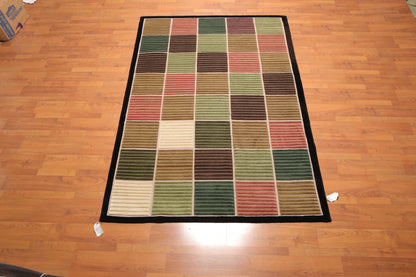 5'5" x 8'1" Hand Knotted Modern 100% Wool High Low Pile Tibetan Area rug Black