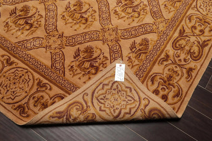 5'10'' x 8'6'' Hand Knotted Wool Tibetan Traditional Oriental Area Rug Caramel