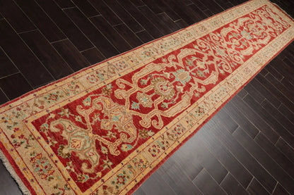2'9''x13'11'' Runner Rust,Beige Hand Knotted Persian 100% Wool Chobi Peshawar Traditional  Oriental Area Rug